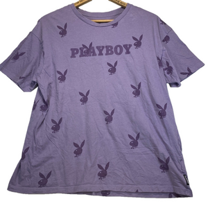 PLAYBOY Bunny All Over Print Size Medium Purple T-Shirt